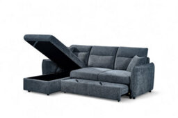 Corner Sofa Bed With Storage In Pale Blue Chenille Fabric 1C2 Sofabed - thumbnail 6
