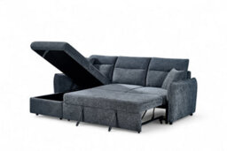 Corner Sofa Bed With Storage In Pale Blue Chenille Fabric 1C2 Sofabed - thumbnail 5