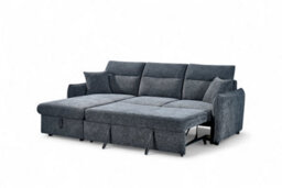 Corner Sofa Bed With Storage In Pale Blue Chenille Fabric 1C2 Sofabed - thumbnail 4