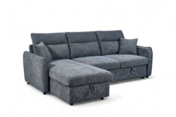 Corner Sofa Bed With Storage In Pale Blue Chenille Fabric 1C2 Sofabed - thumbnail 3