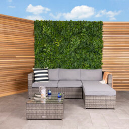 Charles Bentley L-Shaped 3 Seater Outdoor Rattan Furniture Lounge Set Grey - thumbnail 1
