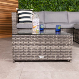 Charles Bentley L-Shaped 3 Seater Outdoor Rattan Furniture Lounge Set Grey - thumbnail 3