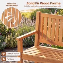 Costway 2-Seater Outdoor Wooden Bench Garden Loveseat Bench With Backrest - thumbnail 9