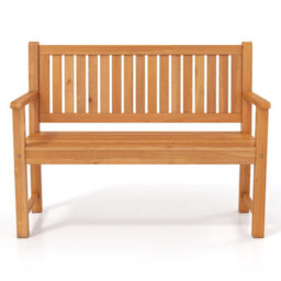 Costway 2-Seater Outdoor Wooden Bench Garden Loveseat Bench With Backrest - thumbnail 4