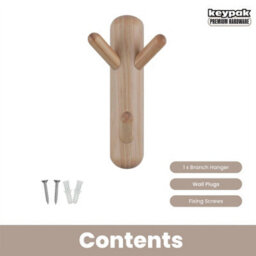 Keypak Wall Mounted Totem Coat Rack - 3 Hook Scandi Branch Hanger - Wooden Hook Rail For Towels, Hats & Bags In Hallway, Bedroom - thumbnail 4