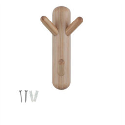 Keypak Wall Mounted Totem Coat Rack - 3 Hook Scandi Branch Hanger - Wooden Hook Rail For Towels, Hats & Bags In Hallway, Bedroom - thumbnail 1