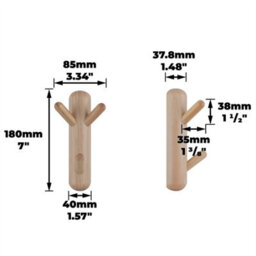 Keypak Wall Mounted Totem Coat Rack - 3 Hook Scandi Branch Hanger - Wooden Hook Rail For Towels, Hats & Bags In Hallway, Bedroom - thumbnail 8