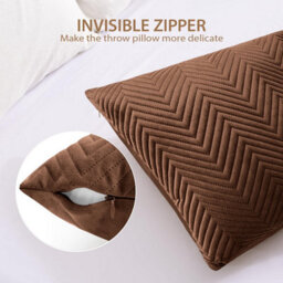 Ameha Coffee Embossed Velvet Cushions Set, 18X18 Inch, Includes 4 Filled Cushions & 4 Covers, Breathable & Anti Allergic - thumbnail 5