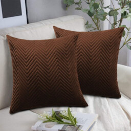 Ameha Coffee Embossed Velvet Cushions Set, 18X18 Inch, Includes 4 Filled Cushions & 4 Covers, Breathable & Anti Allergic - thumbnail 8
