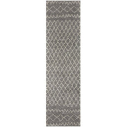 The Rugs Moroccan Shaggy Rugs And Runners Soft Fluffy Tribal Design High Pile Grey And Ivory Living Room Kitchen Hallway 910 - thumbnail 1