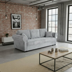 Olimpia Corduroy Sofa Bed With Storage Dl Pull Out Sleeping Function Freestanding Back 234X92X92Cm Grey
