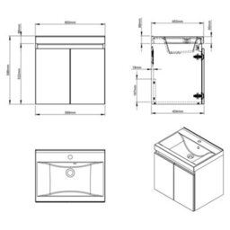 NEWLAND Coast 600mm White Gloss Wall Hung Basin Unit Complete With Basin - thumbnail 5