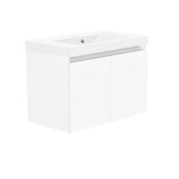 NEWLAND Coast 600mm White Gloss Wall Hung Basin Unit Complete With Basin - thumbnail 2