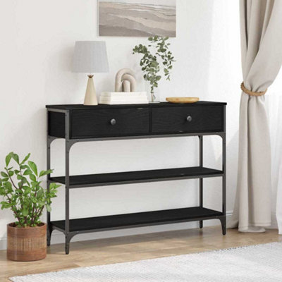 Walplus Console Table With Drawer With Shelf Black Oak 100 X 25 X 75 Cm - image 1
