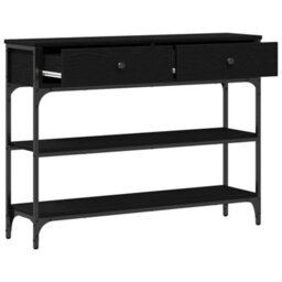 Walplus Console Table With Drawer With Shelf Black Oak 100 X 25 X 75 Cm - thumbnail 5