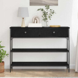 Walplus Console Table With Drawer With Shelf Black Oak 100 X 25 X 75 Cm - thumbnail 4