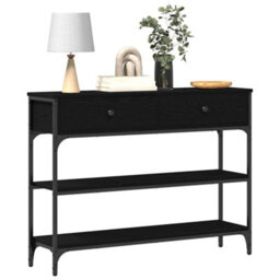 Walplus Console Table With Drawer With Shelf Black Oak 100 X 25 X 75 Cm - thumbnail 3