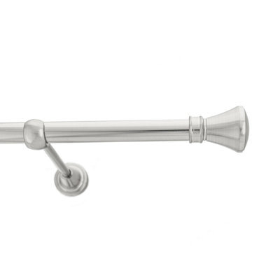 Toolty Inox Metal Curtain Pole 19mm With Finials Rod Classic Brackets Liberty 290Cm
