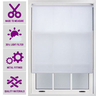 Furnished Made To Measure Day Light Roller Blinds With Metal Fittings - White Blind For Home And Office (W)180Cm (L)165Cm