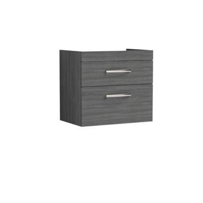Hudson Reed Athena Wall Hung 2 Drawer Vanity Unit 600mm-Anthracite Woodgrain - image 1