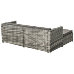Abrihome Corner Sofa Rattan Garden Furniture Patio Set, Garden Entertaining Set, Garden Rattan Furniture Lounge Set, Gray - thumbnail 6
