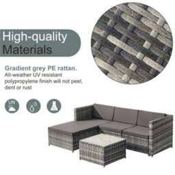 Abrihome Corner Sofa Rattan Garden Furniture Patio Set, Garden Entertaining Set, Garden Rattan Furniture Lounge Set, Gray - thumbnail 2