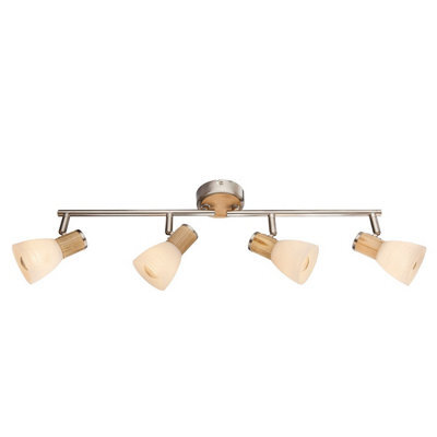 Luminosa Lighting Luminosa Gylfi Ceiling Spotlight Bar Nickel Matt Opal Glass Shade 4X E14 - image 1