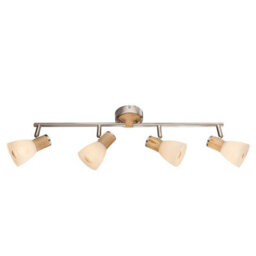 Luminosa Lighting Luminosa Gylfi Ceiling Spotlight Bar Nickel Matt Opal Glass Shade 4X E14 - thumbnail 1