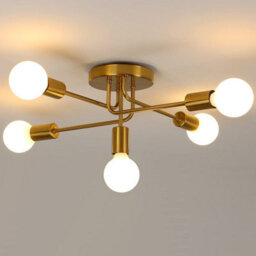 Pheashine Elegant 5-Light Gold Ceiling Chandelier With E27 Bulbs For Living Room Or Kitchen(Includes Light Bulb) - thumbnail 1