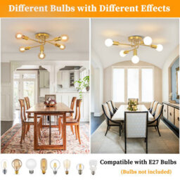 Pheashine Elegant 5-Light Gold Ceiling Chandelier With E27 Bulbs For Living Room Or Kitchen(Includes Light Bulb) - thumbnail 4