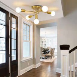 Pheashine Elegant 5-Light Gold Ceiling Chandelier With E27 Bulbs For Living Room Or Kitchen(Includes Light Bulb) - thumbnail 7