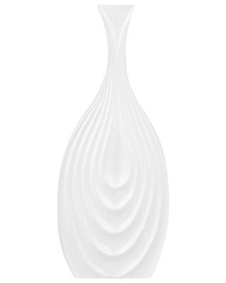 Beliani Porcelain Table Vase - Carved White Ceramic, 39 Cm - image 1