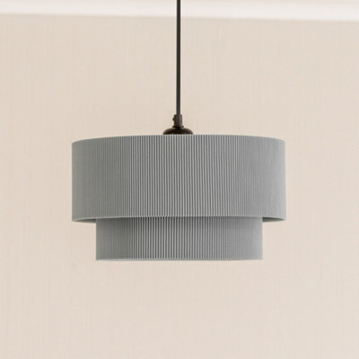 Valuelights Mason Ruched Crinkle Grey Fabric Two Tier Ceiling Floor Table Lamp Shade (D)31Cm - image 1