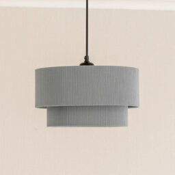 Valuelights Mason Ruched Crinkle Grey Fabric Two Tier Ceiling Floor Table Lamp Shade (D)31Cm