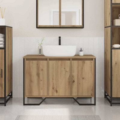 Berkfield Bathroom Sink Cabinet Artisan Oak 91X35X60 Cm Engineered Wood - image 1