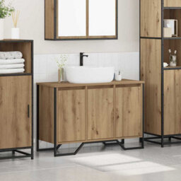 Berkfield Bathroom Sink Cabinet Artisan Oak 91X35X60 Cm Engineered Wood - thumbnail 4