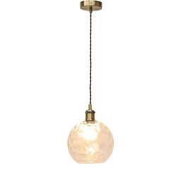 First Choice Lighting Barnum - Clear Dimple Glass Globe Antique Brass Retro Pendant Fitting - thumbnail 2