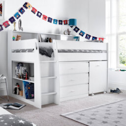 Bedmaster Erin White Mid Sleeper Bed With Desk And Pocket Mattress - thumbnail 4