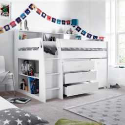 Bedmaster Erin White Mid Sleeper Bed With Desk And Pocket Mattress - thumbnail 3