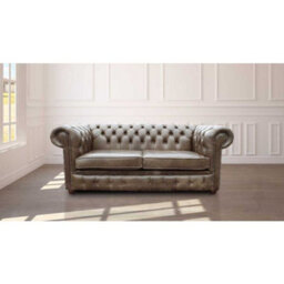 Chesterfield 2 Seater Old English Alga Leather Sofa Settee Bespoke In Classic Style - thumbnail 1
