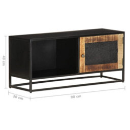 Berkfield Industrial Tv Cabinet 90X30X40 Cm Rough Mango Wood - thumbnail 6