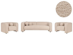 Wyld And Coco 5-Seater Bouclé Sofa Set With Matching Armchair And Extra Removable-Cover Cushions, Beige, L224 X D83 X H73Cm - thumbnail 3