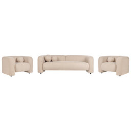 Wyld And Coco 5-Seater Bouclé Sofa Set With Matching Armchair And Extra Removable-Cover Cushions, Beige, L224 X D83 X H73Cm - thumbnail 4