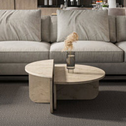Decorotika Alves 2 Pieces Of Coffee Table Set Travertein - thumbnail 5