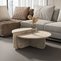 Decorotika Alves 2 Pieces Of Coffee Table Set Travertein - thumbnail 4