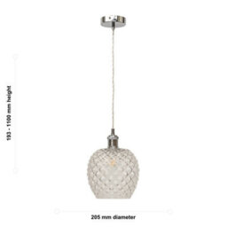 First Choice Lighting Set Of 2 Baine - Clear Textured Glass Chrome Retro Pendant Fittings - thumbnail 6