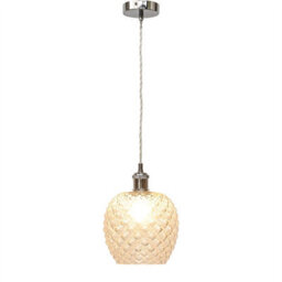 First Choice Lighting Set Of 2 Baine - Clear Textured Glass Chrome Retro Pendant Fittings - thumbnail 3