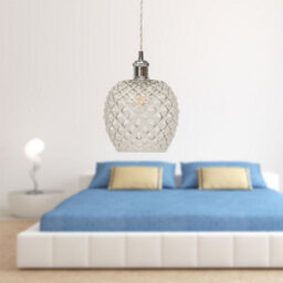 First Choice Lighting Set Of 2 Baine - Clear Textured Glass Chrome Retro Pendant Fittings - thumbnail 4