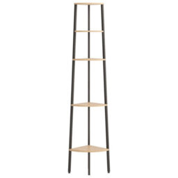 Vidaxl 5-Tier Corner Shelf Light Brown And Black 45.5X31.5X180 Cm - thumbnail 3