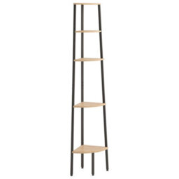 Vidaxl 5-Tier Corner Shelf Light Brown And Black 45.5X31.5X180 Cm - thumbnail 2